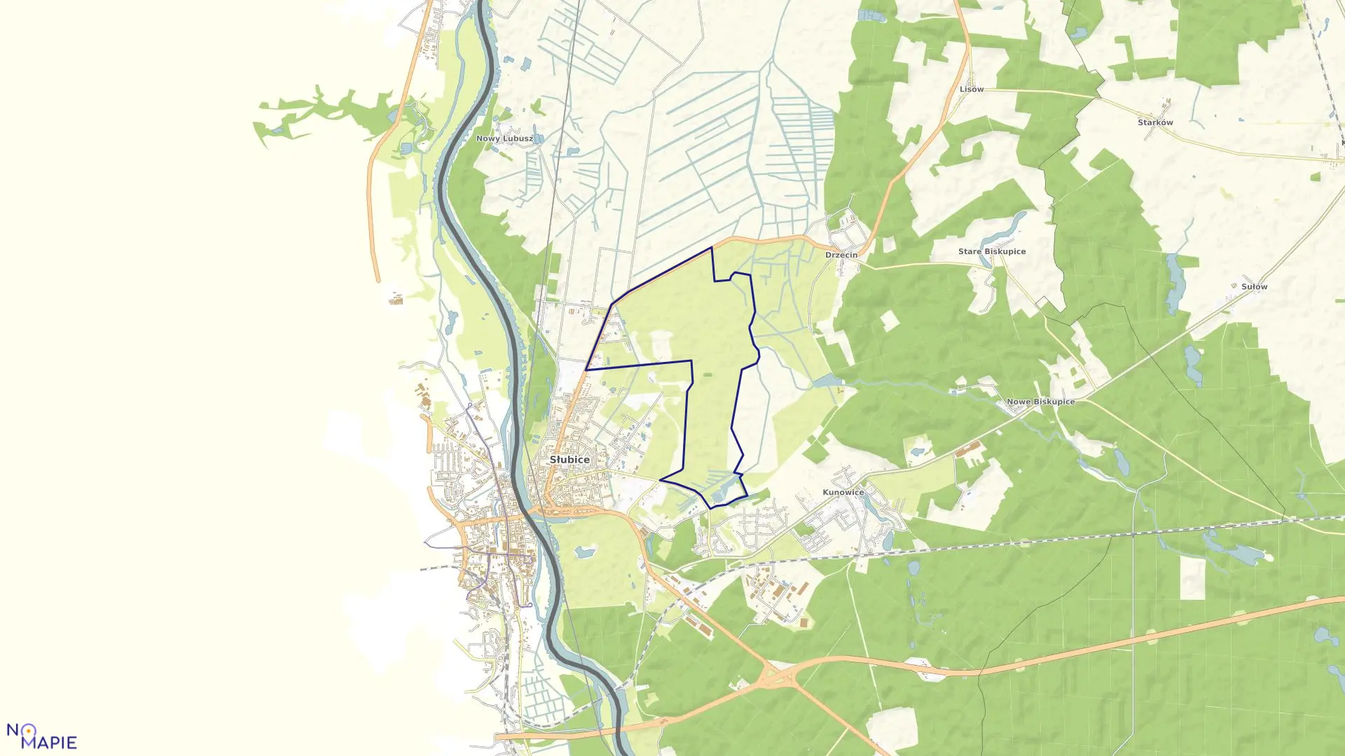 Mapa obrębu 2 m.Słubice w gminie Słubice